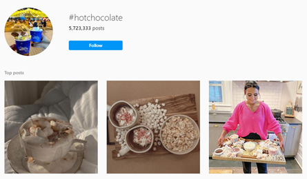 hot chocolate hashtag on Instagram