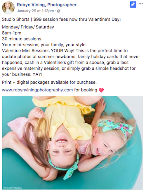 valentines day marketing ideas mini sessions