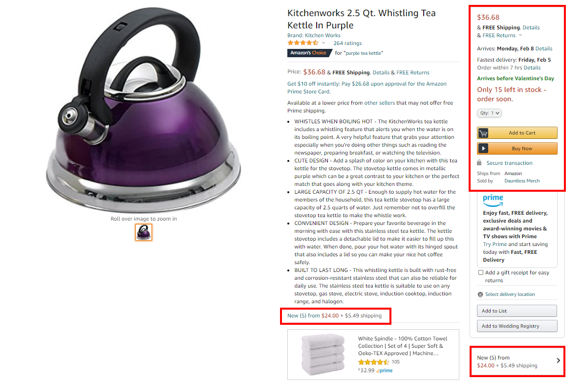 Example of Amazon product page with Buy Box