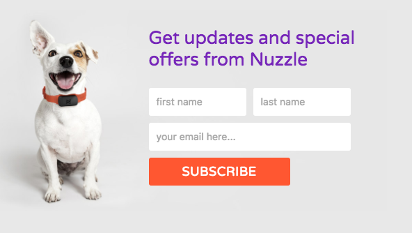 call to action examples for email signups-nuzzle
