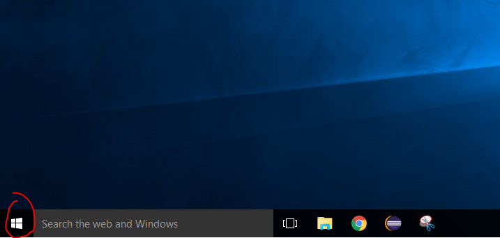 A photo depicting the Windows 10 start button
