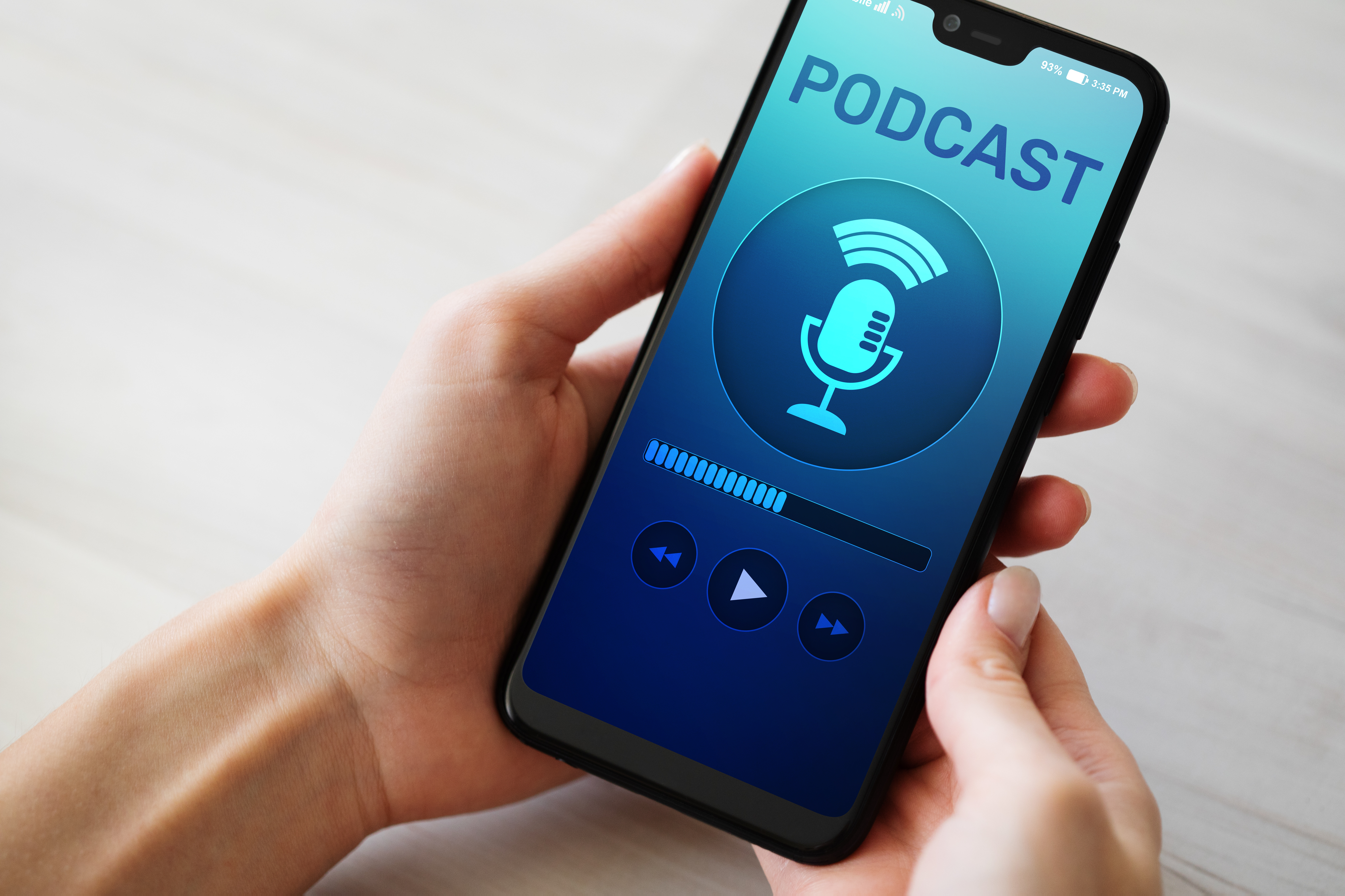 Business podcast on mobile phone