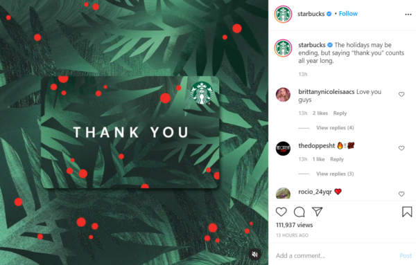 Instagram post by Starbucks