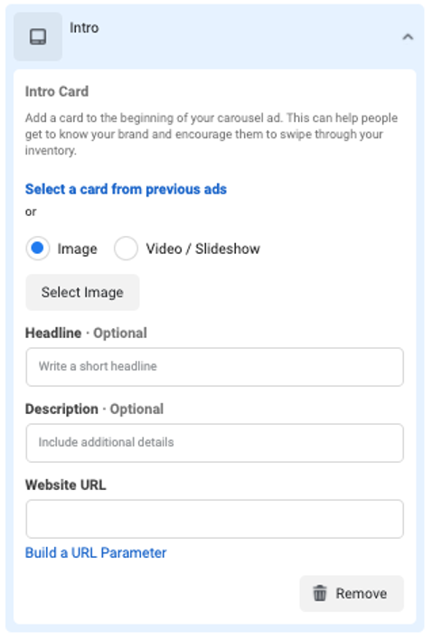 facebook dynamic product ads intro card