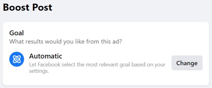 Facebooks suggestion for boost post objective