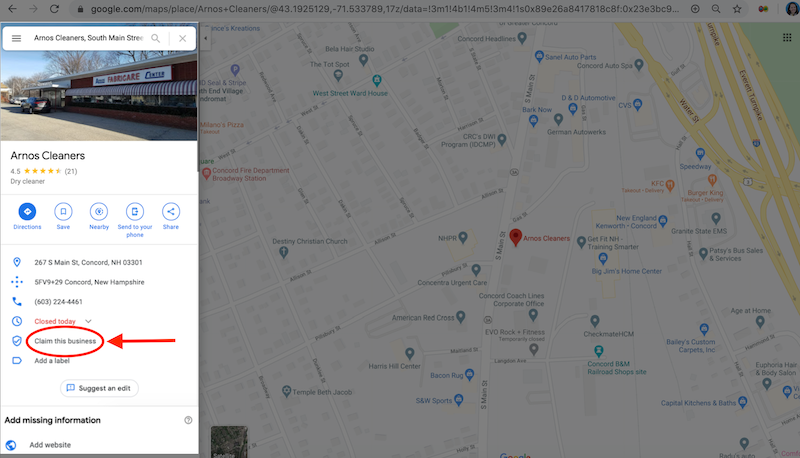 how to create and verify your google my business account own this business arnos cleaners claim through maps