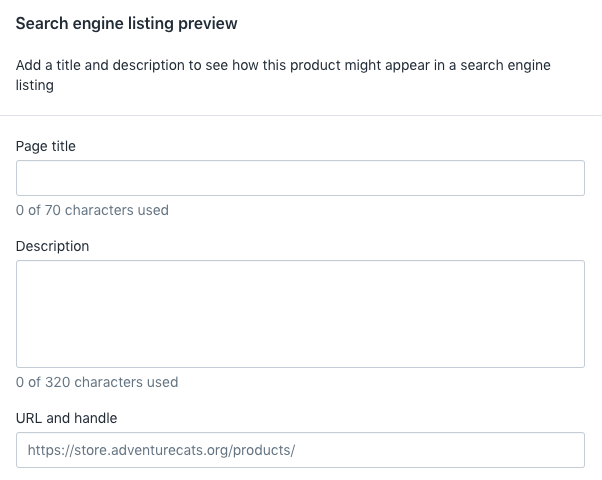 shopify search engine listing preview