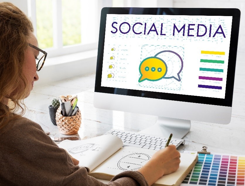 social media on screen