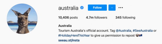 Australias official Instagram account bio