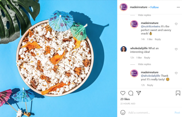 example of responding to customers on your instagram post