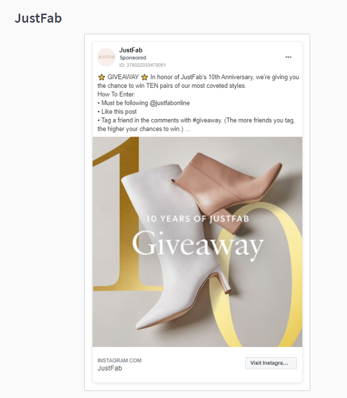 Instagram promotion of boots