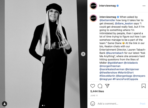 interviewmag promoting their new interview on instagram