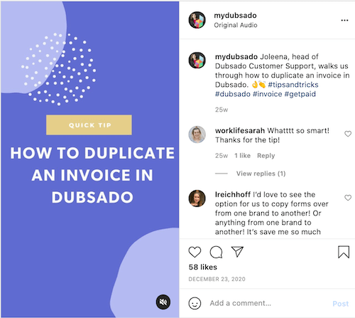 instagram reel example of product tutorial
