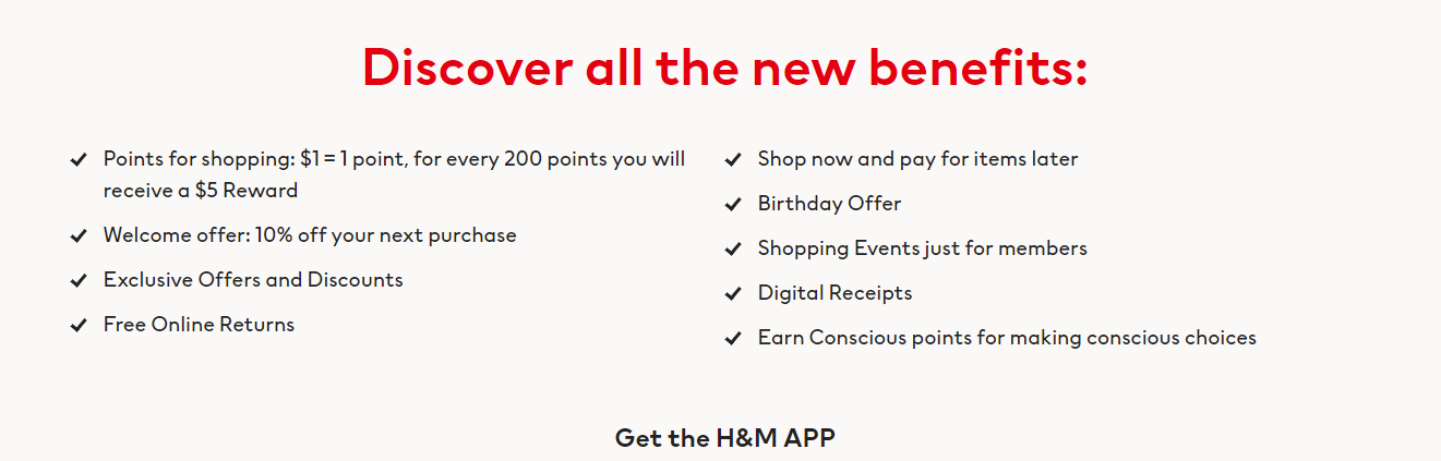 Alt text: The benefits of H&M membership