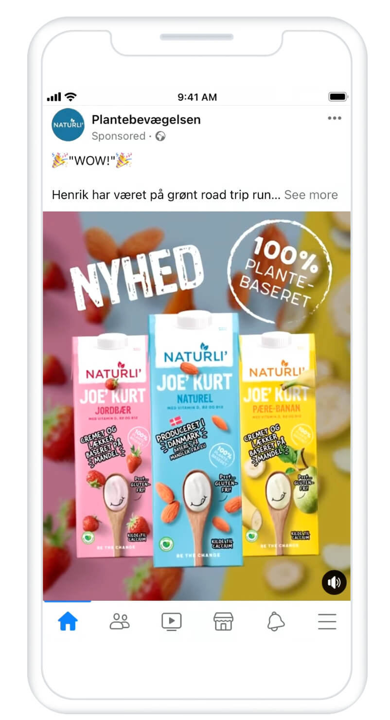 Naturli Facebook ad for awareness