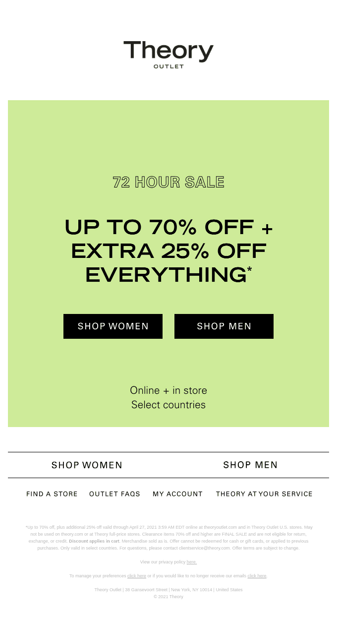 newsletter ideas - 72 hour sale, up to 70%25 off