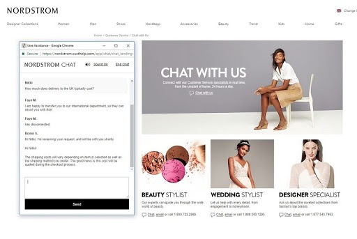 Nordstrom live chat What Any