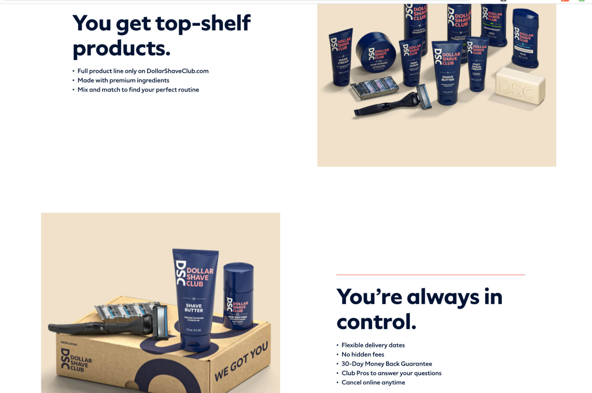 Dollar Shave Clubs product messaging