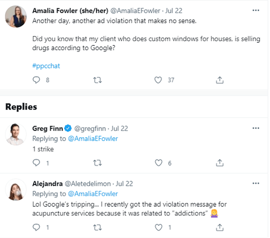 funny tweets about google ads three strikes policy program