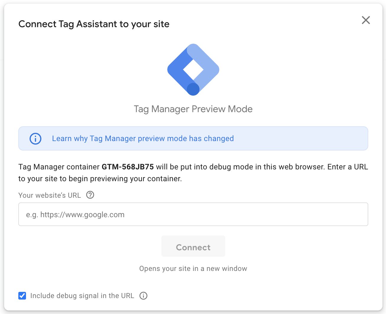 Google Tag Manager (Assistant) preview mode