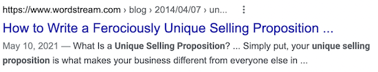 example of copy that sells—blog title using 