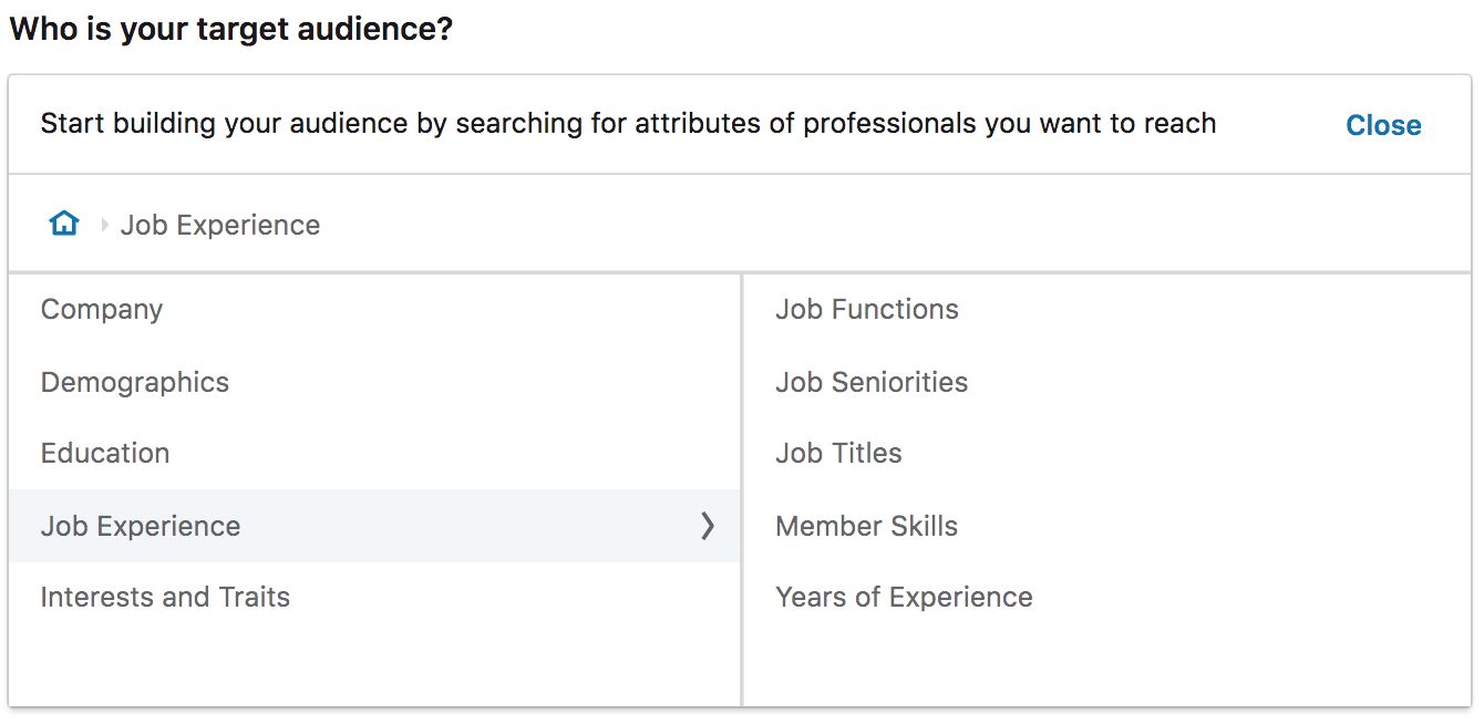 LinkedIn audience targeting by job experience