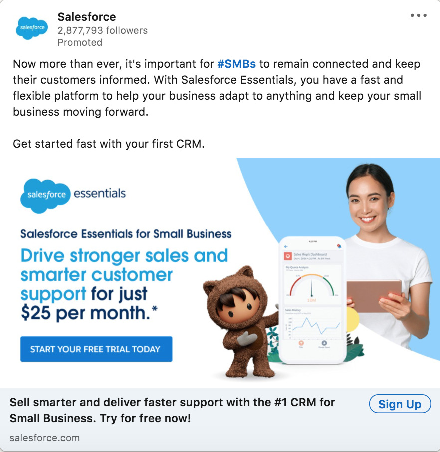 LinkedIn ad example from Salesforce