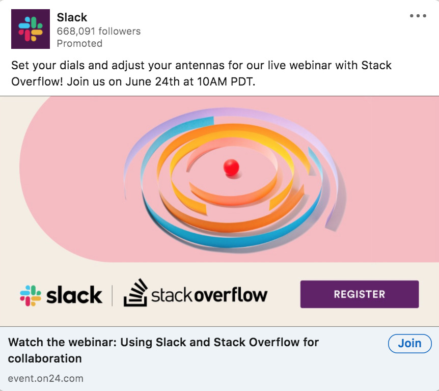 LinkedIn ad example from Slack