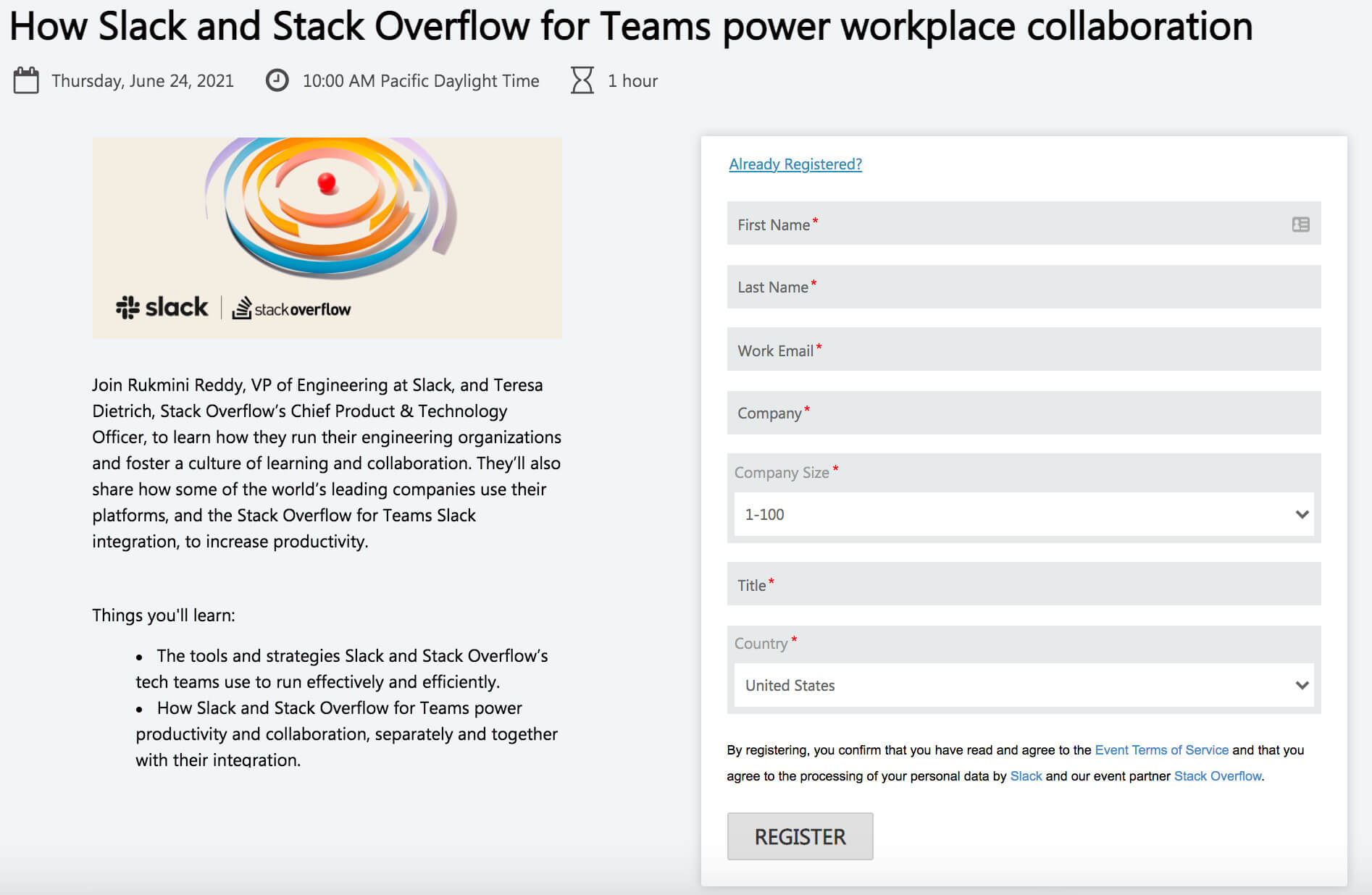 LinkedIn landing page example from Slack and Stack Overflow