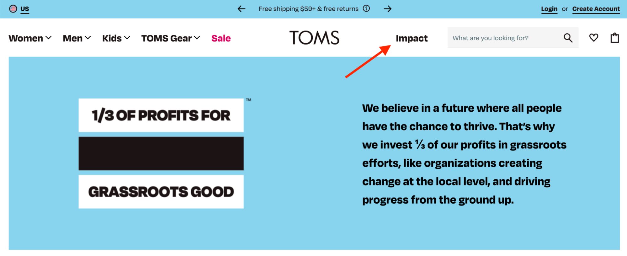 TOMS shoes Impact messaging