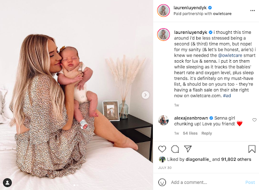 influencer post on instagram