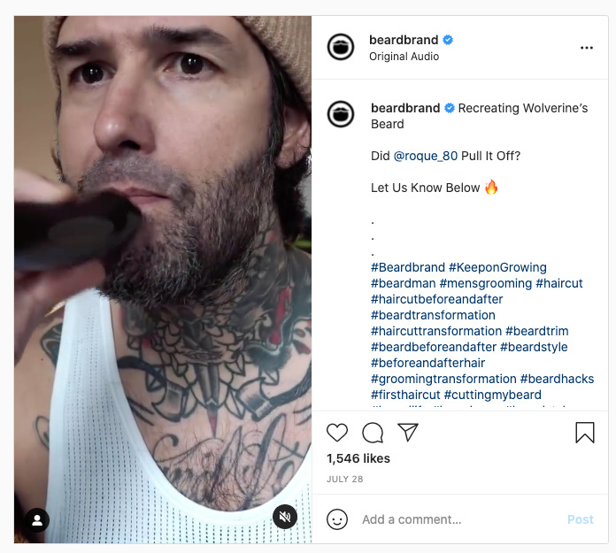 Instagram post example from Beardbrand