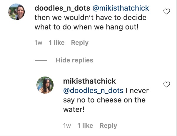 Instagram comment example from Cabot Cheese