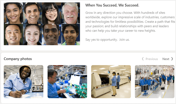 linkedin company page example by jabil — diverse leadership team