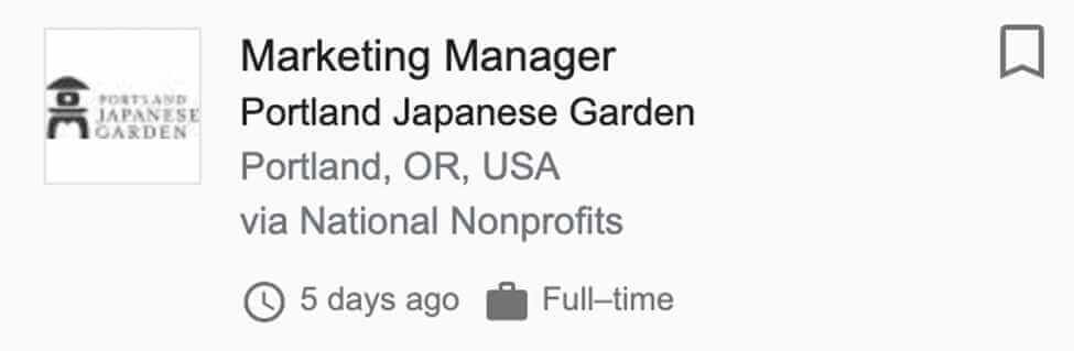 Marketing Manager for Portland Japanese Garden Job Post Screenshot