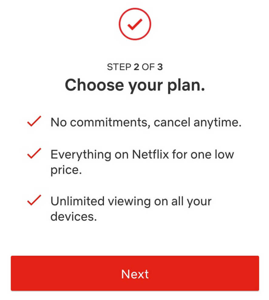 Screenshot Netflix setting up an account step 2