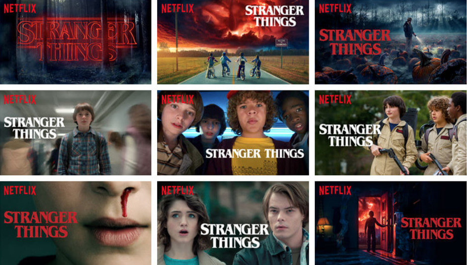 Screenshot Netflix Stranger Things movie thumbnail according to users interest