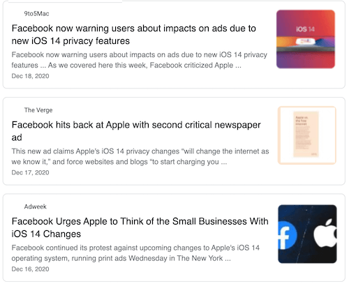 news articles about facebook ad targeting impacted by iOS 14