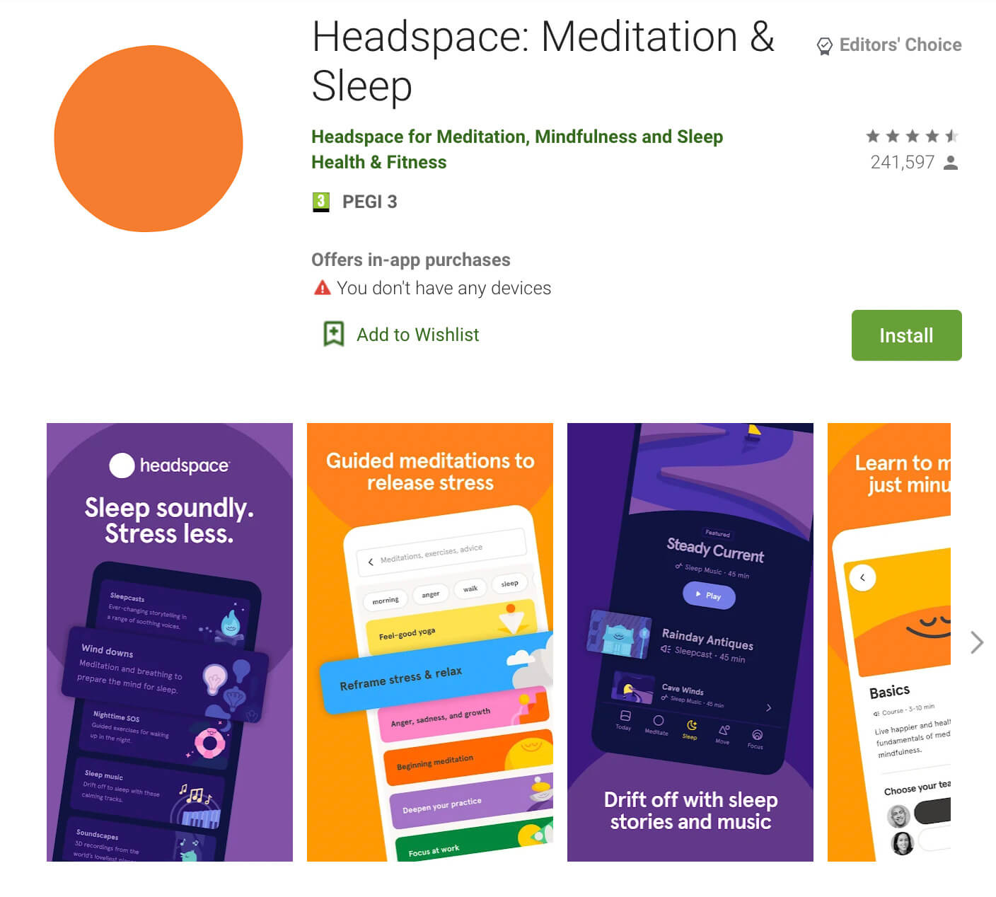 Screenshot of the Headspace app