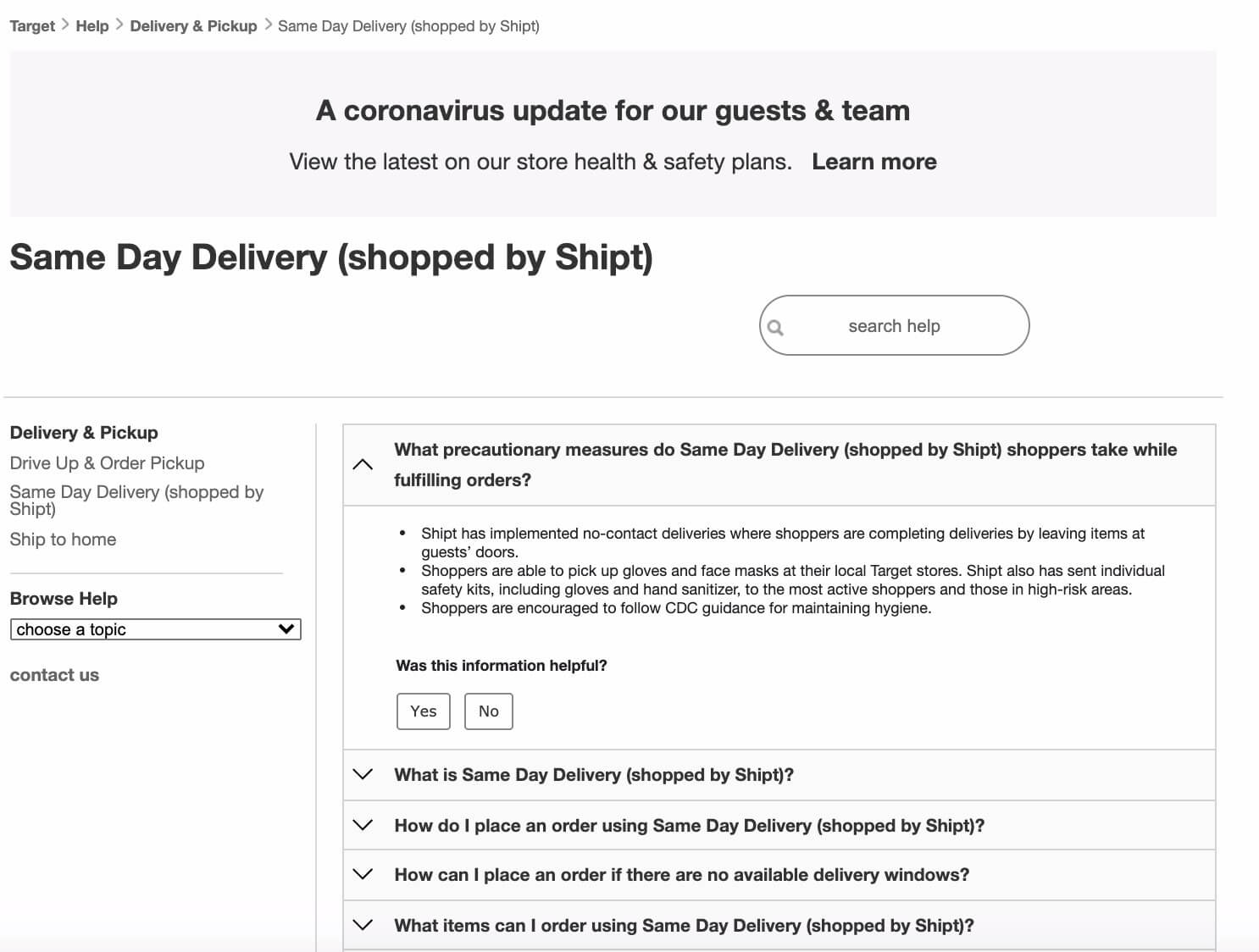 Screenshot of Shipt delivery (acquired by Target)