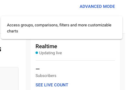 Screenshot of YouTube advanced mode