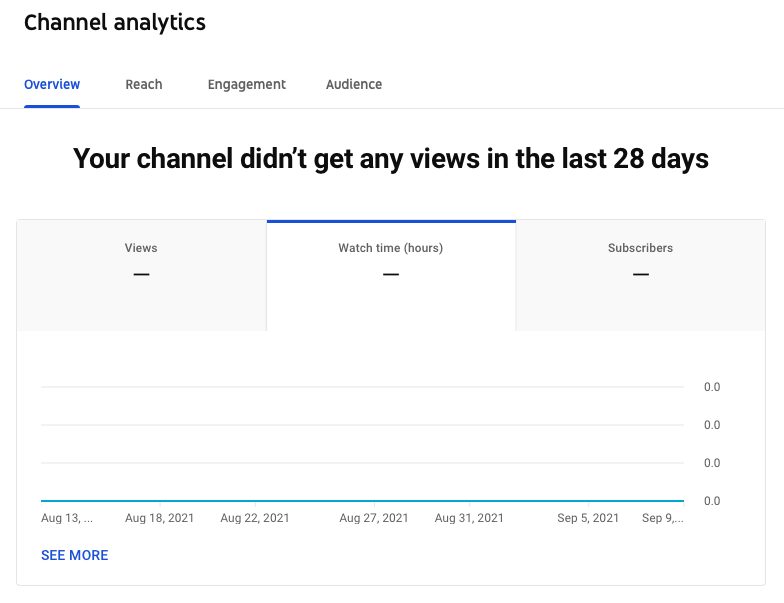 Screenshot of YouTube overview report