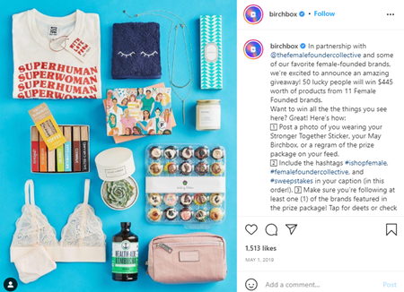 Birchbox co branded giveaway on Instagram