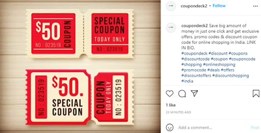 promoting a coupon on Instagram
