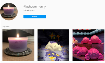 Lush's branded hashtag on Instagram