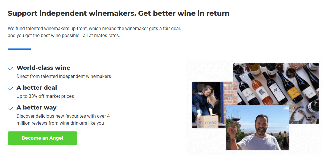 Naked Wines sells a recurring wine club membership for $40 per month, to its members, whom it calls “angels.”