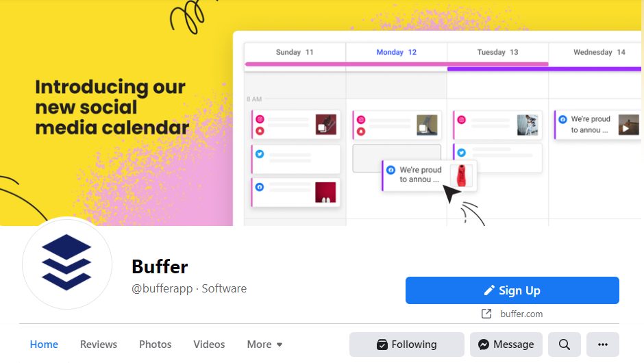Buffer Facebook page screenshot