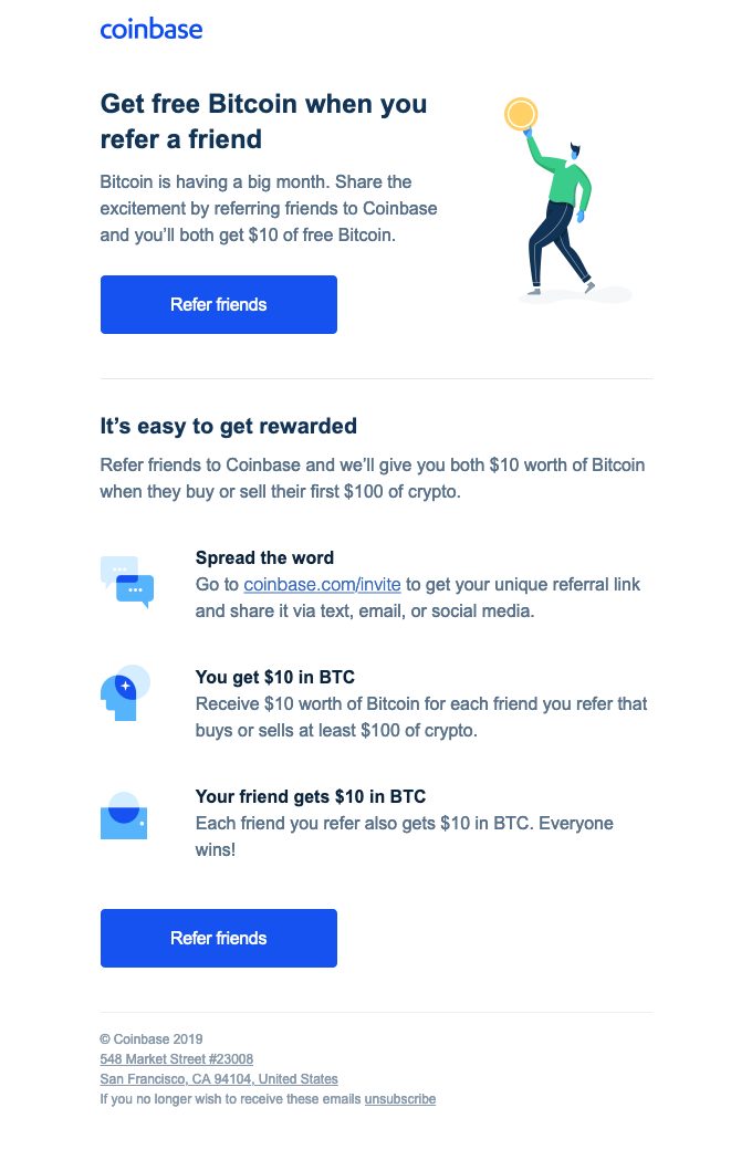 Coinbase email example