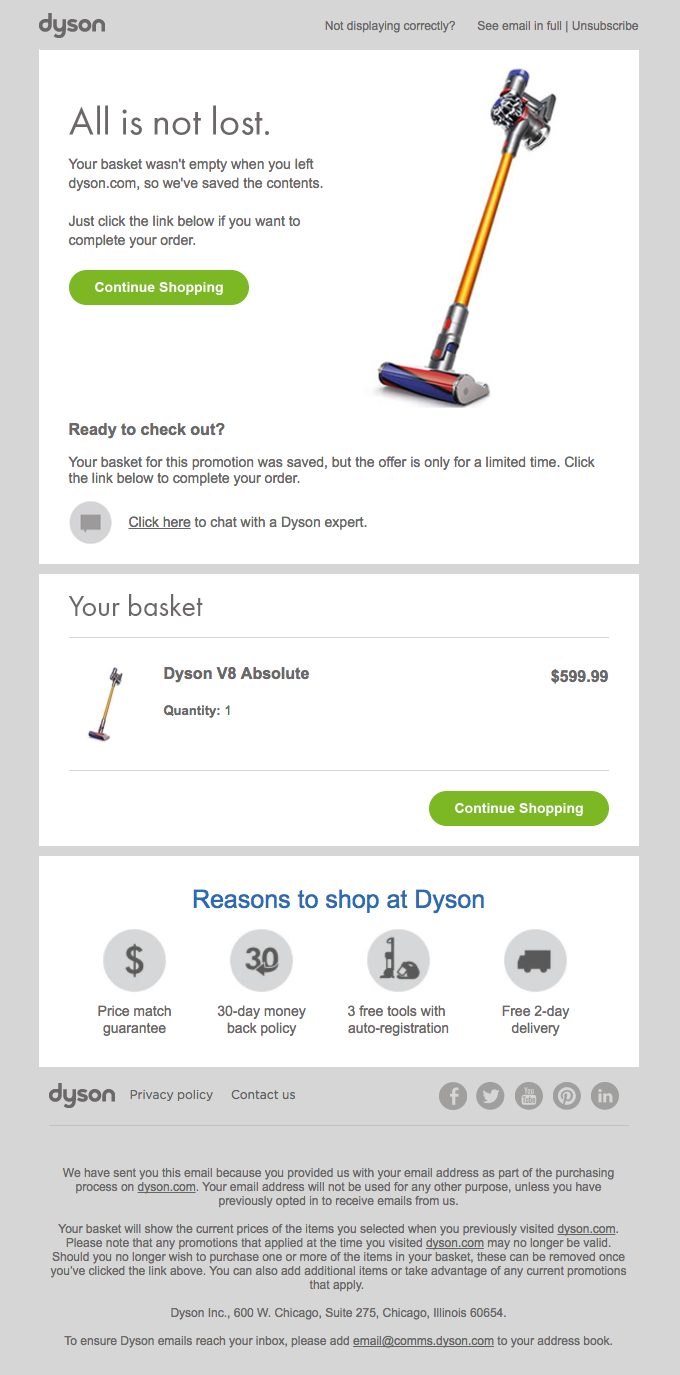 Dyson email example
