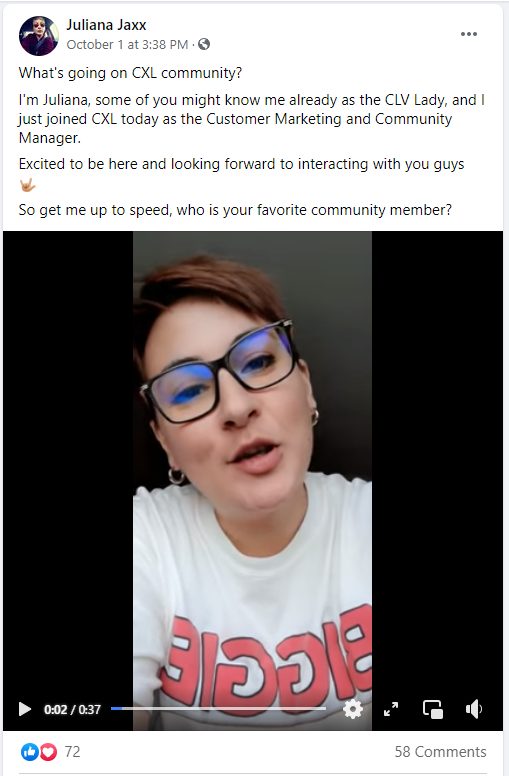 Facebook group member post